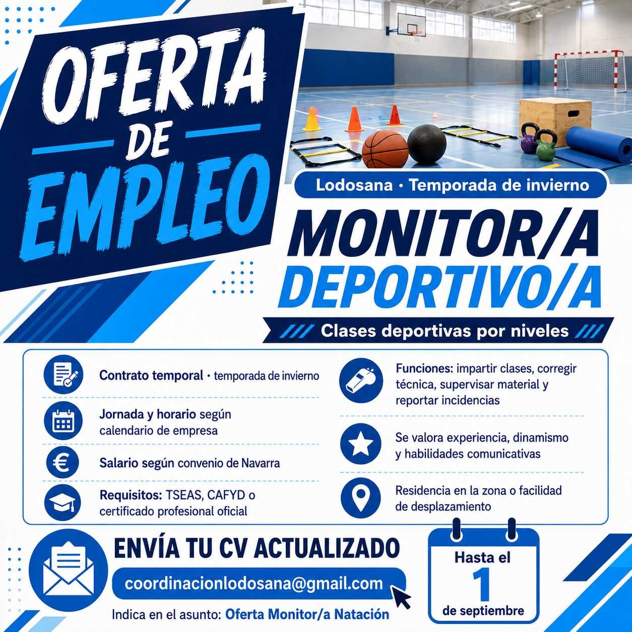 Oferta monitor/a deportivo/a
