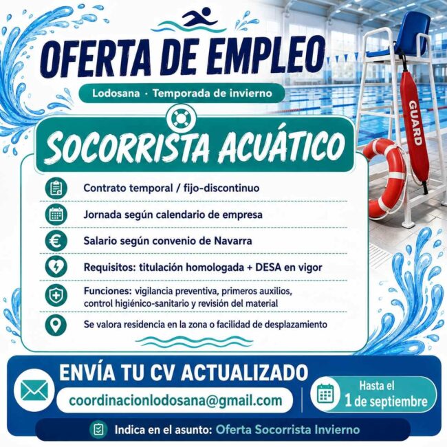Oferta socorrista acuático invierno Lodosana 26/27